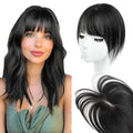 Real Human Hair Topper for Women with Thinning Hair 100% Real Remy Hair Topper for Women, Clip In Hairpiece for Thinning Hairpiece for White HairRoots Cover(8inch, Jet Black)