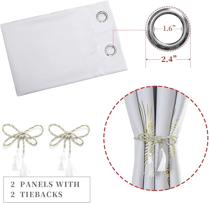 Greyish White Room Darkening Curtains 102 Inches Long - Image 4