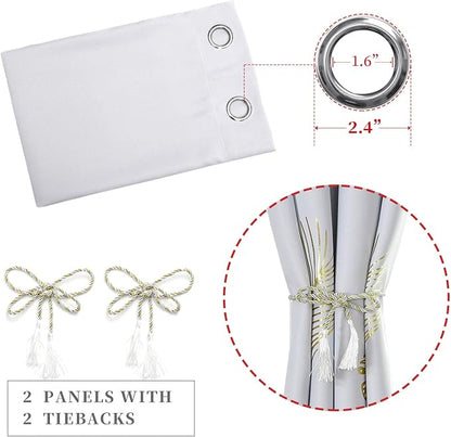 Greyish White Room Darkening Curtains 102 Inches Long - Image 4