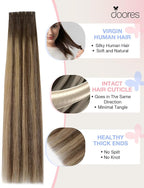 DOORES Invisi Edge Tape in Human Hair Extensions, Chocolate Brown to Caramel Blonde 10 Injection Tape-ins with 10 Injection Tape-ins 50g 20 Inch 20pcs, Invisible Tape in Extensions Straight
