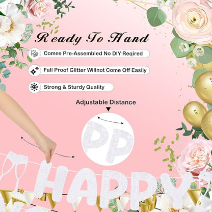 Pre Strung Happy Engagement Banner Glitter Engagement Party Decorations - Image 2