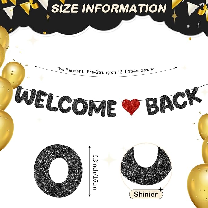 Fulmoon Pre Strung Welcome Back Glitter Banner First Day of School Party - Image 2