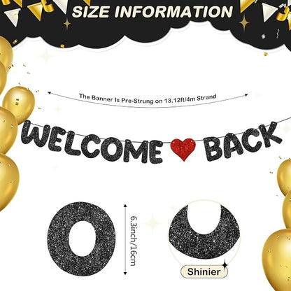 Fulmoon Pre Strung Welcome Back Glitter Banner First Day of School Party - Image 2