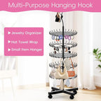 Braiding Hair Rack Standing with 140 Pegs, Height Adjustable Hair Extension Holder with Wheels, Braiding Rack Stand for Hair with Phone Holder for Displaying & Separating Hair (Black)