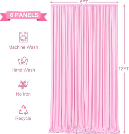 6 Panels Pink Backdrop Curtains - Image 6
