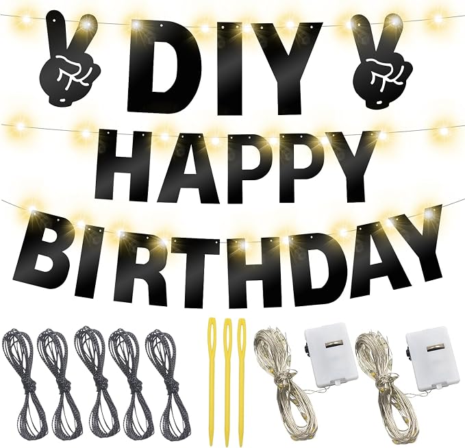 175Pcs DIY Glitter Customizable Banner Kit Happy Birthday Custom Letters Banner - Image 2