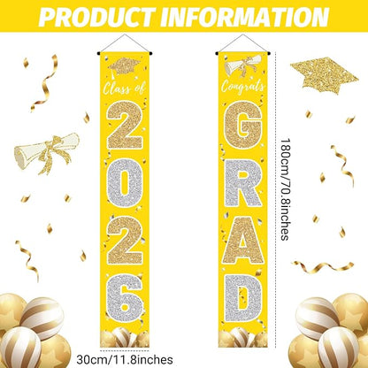Graduation Decorations 2026, Class of 2026 Banner Congrats Grad | Yellow Porch - Image 2