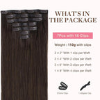 GOO GOO Clip in Hair Extensions Real Human Hair, Remy Human Hair Extensions Clip ins for Women, Natural Human Hair, 24inch 140g 7Pcs, #2A Light Brown