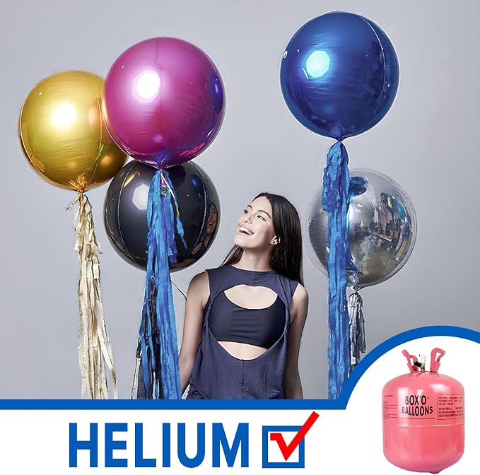 PartyWoo Navy Blue Large Round Giant 4D Jumbo Foil Balloons 6pcs 22 Inch | 22 - Image 3