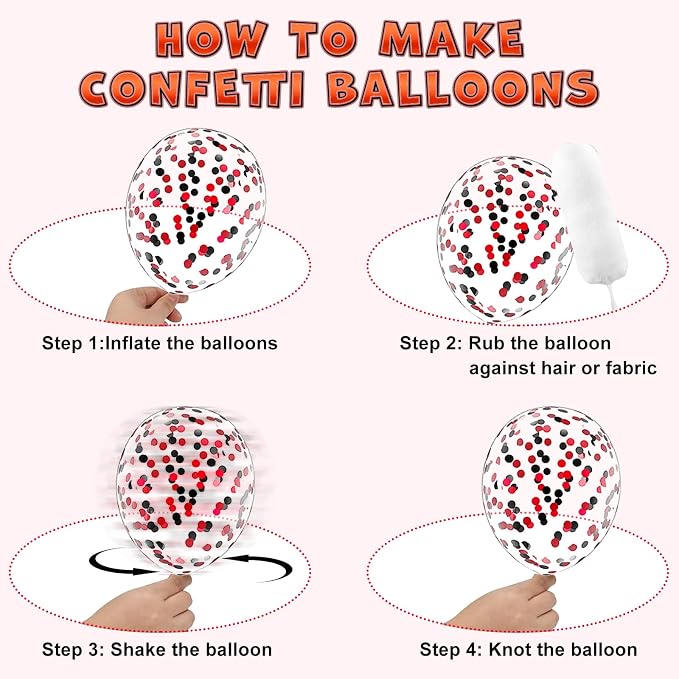 Red Black and White Balloons, 12in and 5in Red White and Black Latex Party - Image 3