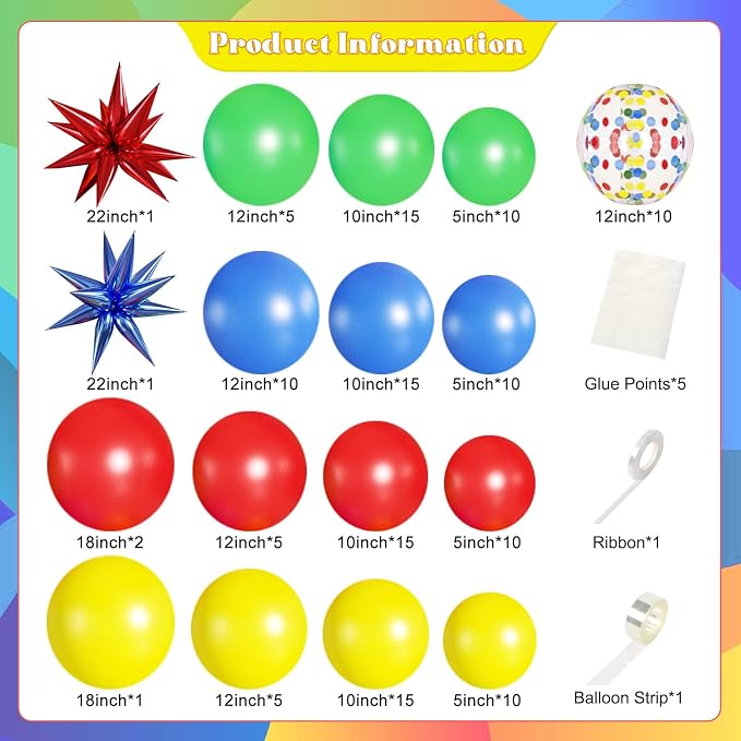 Rainbow Colorful Balloons Arch Kit - Image 6