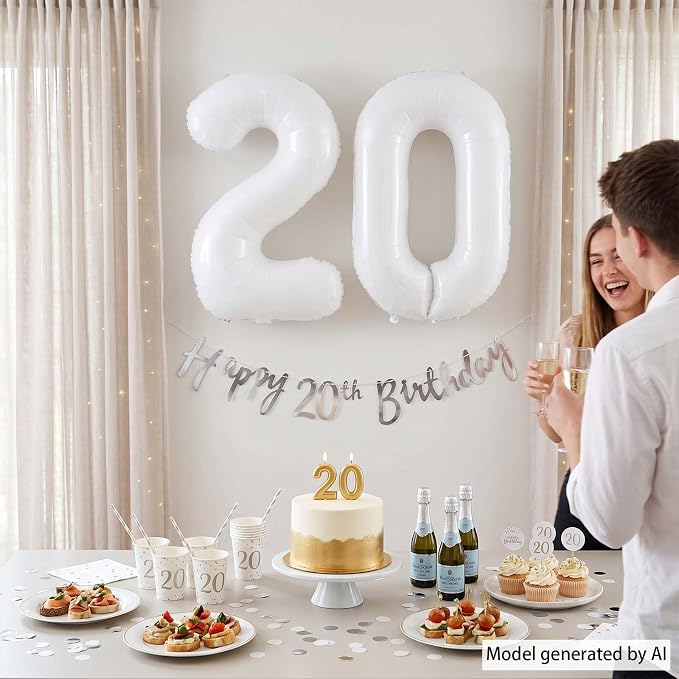 White Number 0 Balloon 40 Inch, Giant Matte White 0 Foil Balloon - Image 2