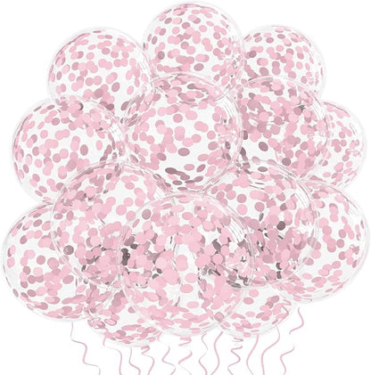 VHUWE Baby Pink Confetti Balloons 25 Pcs, 12 Inch Thickened Clear Latex Balloon by VHUWE