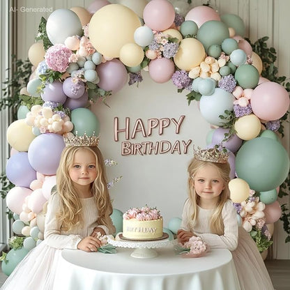 Dusty Green Pink Purple Balloons Arch Kit, Double Stuffed, Party. | Dusty Pink - Image 6