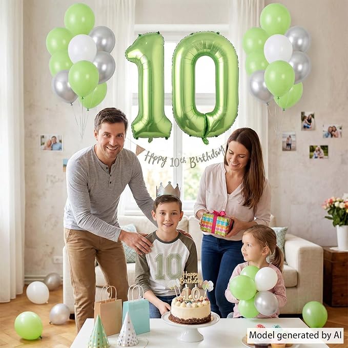 Light Green Number 0 Balloon 40 Inch, Shiny Foil Numeral Party Supplies | - Image 6