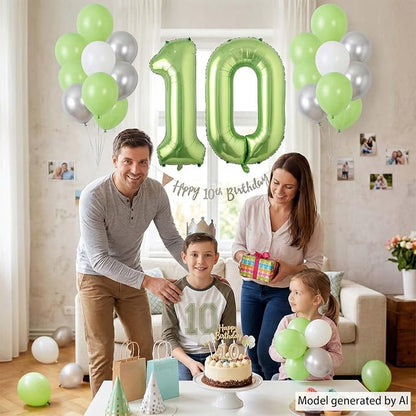Light Green Number 0 Balloon 40 Inch, Shiny Foil Numeral Party Supplies | - Image 6