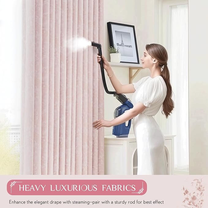 Beauoop Pink Floral Jacquard Blackout Curtains - Image 7