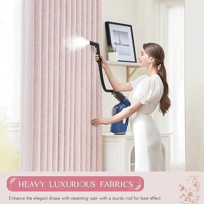 Beauoop Pink Floral Jacquard Blackout Curtains - Image 5