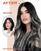 Sunny Hair Tape in Hair Extensions Real Human Hair Invisible Remy Hair Extensions Tape ins for Women Natural Black Roots to Silver Grey Balayage 22 inch 20Pcs 50G