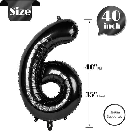 Black Number 6 Balloon 40 Inch, 6th Birthday Party Decorations Men Women | Foil - Image 5