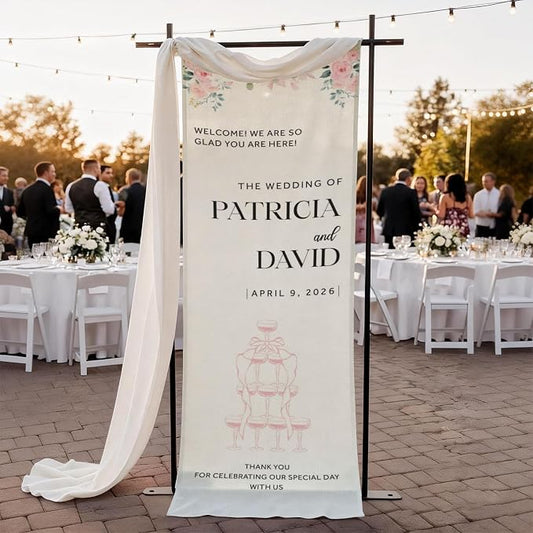 Mapileng Wedding Reception Welcome Linen Banner Sign, Personalized Couple Names by Mapileng%E2%84%A2