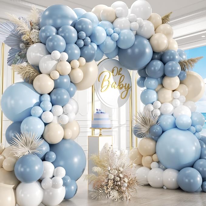 450Pcs Dusty Blue White Sand Balloons Garland Arch Kit by Unknown