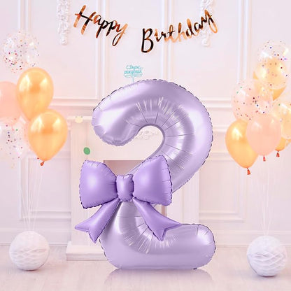 40 Inch Number 2 Balloon with Bow, Coquette Aesthetic Foil Balloon - Image 7