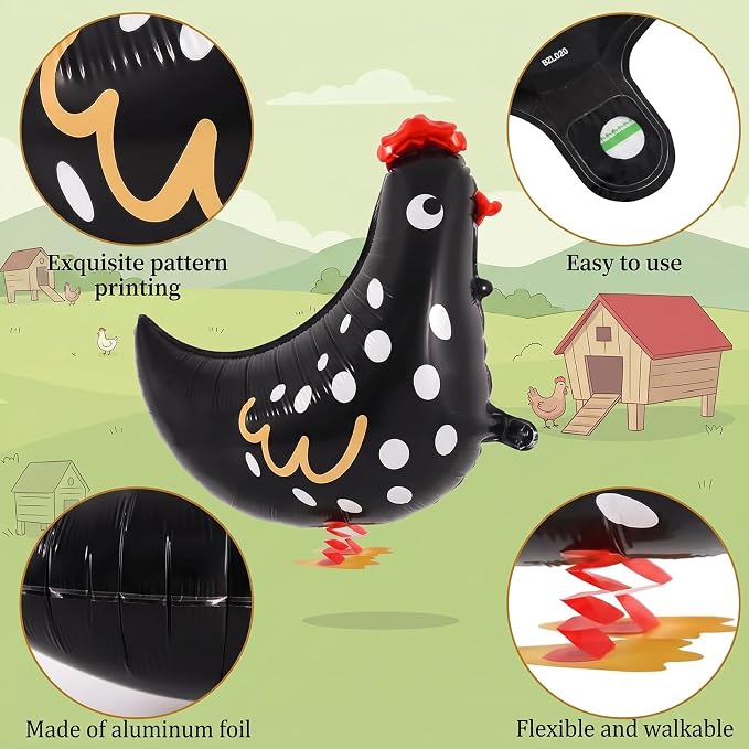 6 Pcs Walking Chicken Balloons, 20 Inch Chickens Foil Balloons - Image 5