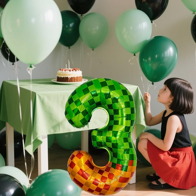 Pixel & TNT Theme 40in Giant Number Balloons - Image 6