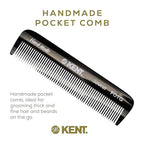 Kent FOT Black Graphite Fine Tooth Comb for Men - Handmade Pocket Comb for Travel, Styling, Fine or Thinning Hair, Mustache and Beard Care Handpolished Saw-Cut Made in England