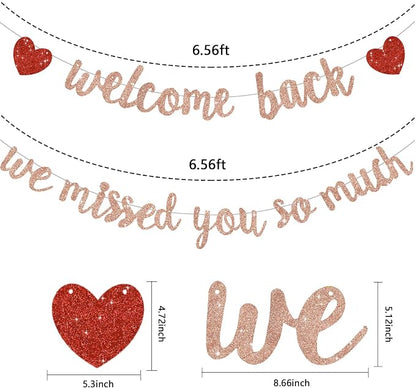 Glitter Rose Gold Welcome Back We Missed You So Much Banner NO DIY | Pre-Strung - Image 3