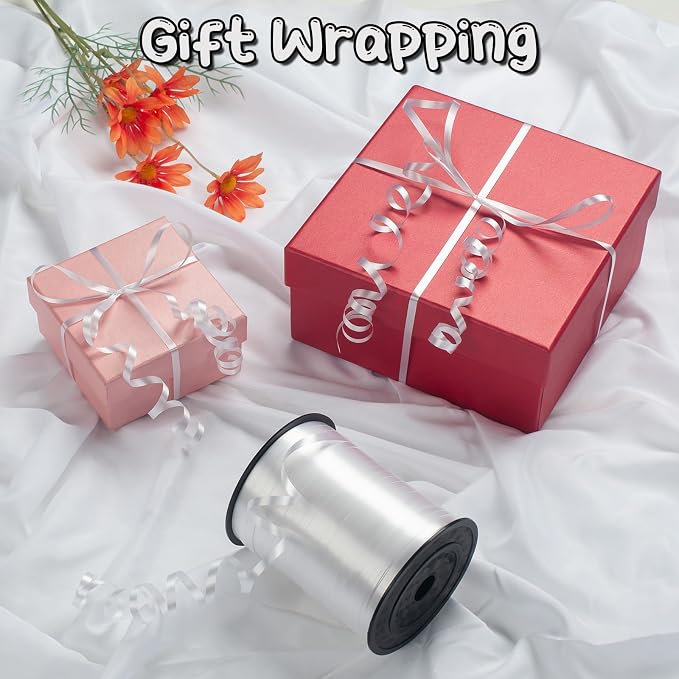 500 Yard White Curling Ribbon for Gift Wrapping, Balloon String, 3/16" Thin - Image 3