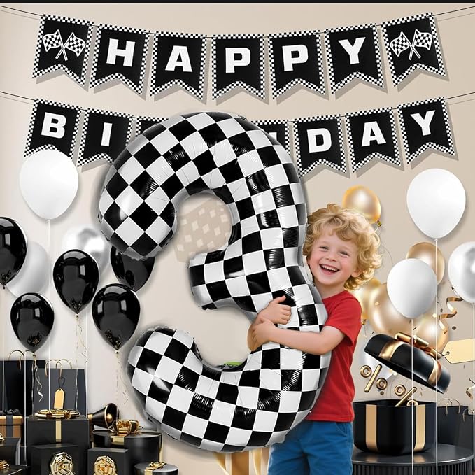 40 Inch Checkered Number Balloon - Image 3