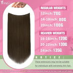 YoungSee Wire Extensions Real Human Hair Brown Wire Hair Extensions Real Human Hair Brown Fish Line Hair Extension for School 80g 16 Inch