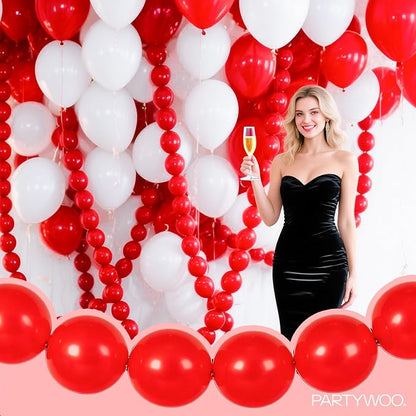 PartyWoo Red Linking Balloons 100pcs 12 Inch Red Link Balloons | - Image 3