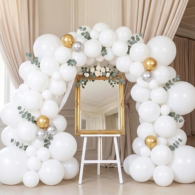 102pcs White Balloons Garland Arch Kit, 18 12 10 5 Inch Balloons | Balloons - Image 6