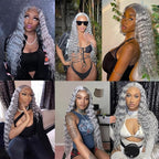 26 28 30 Inch Grey Human Hair Bundles Light Grey Deep Wave Bundles Niegmeag Peruvian Virgin Hair Extensions Sliver Bundle Hair Weave
