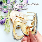 2Pcs Marble Pattern Hair Clips for Women - Non-Slip Grip Metal Claw Clip, Geometric Design Hair Accessories for Thin/Thick Hair, Cute Hair Styling Barrettes, 2.36 Inch