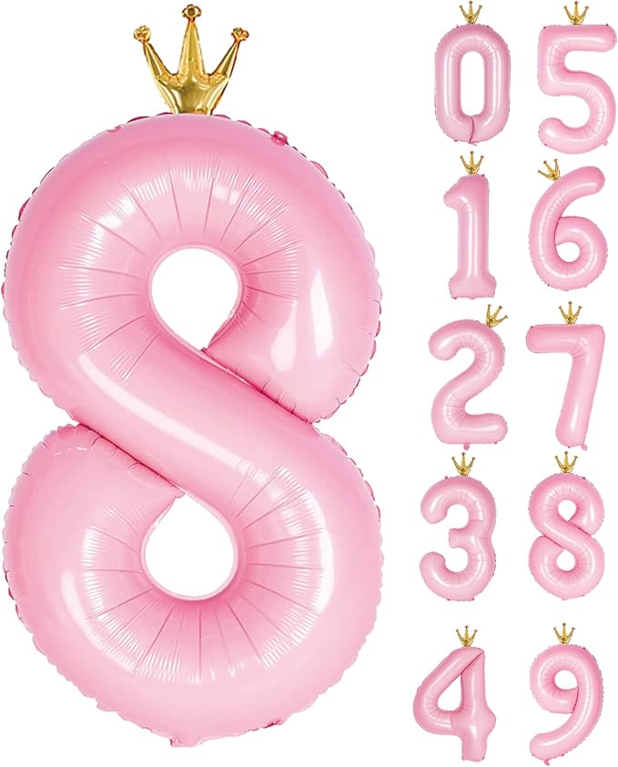 Giant Light Pink Number 8 Balloon by GifloonOfficial