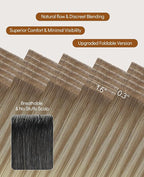 VINBAO Invisi Edge Tape in Hair Extensions Human Hair Balayage Ombre Ash Brown to Platinum Blonde Injection Tape in Hair Extensions Pro Quality 45g 20pcs 16inch #8T60