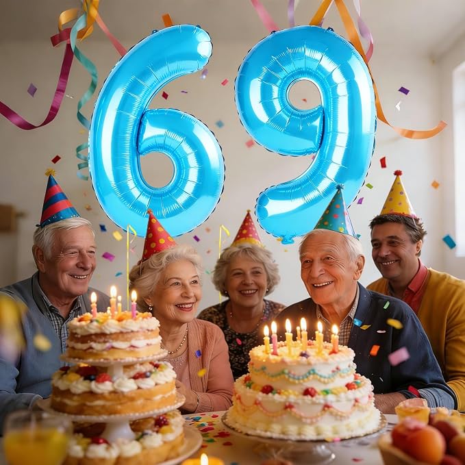 40 Inch Number 69 Balloons for 69th Birthday Party Decorations, 0-100 Jewelry - Image 2