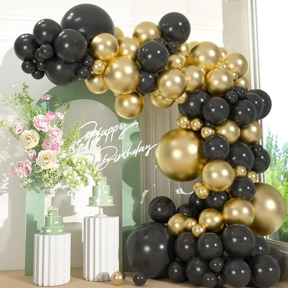 110pcs Black and Gold Balloons, 18/12/10/5 Inch Metallic Balloons | Balloons by ZizasAry
