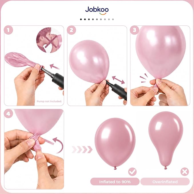 Jobkoo Pearl Dusty Pink Balloons, 12 Inch Pearl Blush Light Pink Balloon | Boho - Image 4