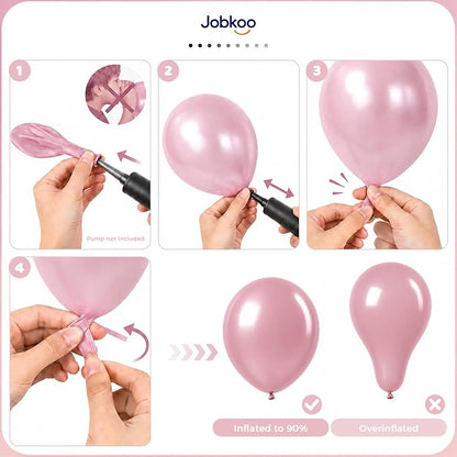 Jobkoo Pearl Dusty Pink Balloons, 12 Inch Pearl Blush Light Pink Balloon | Boho - Image 4