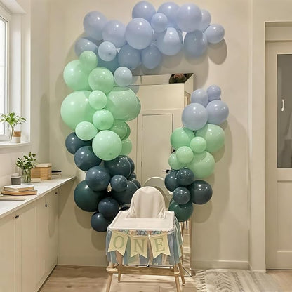 Dusty Slate Blue and Green Garland Balloon Arch Kit - Image 4
