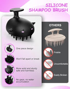 Scalp Massager Hair Growth Shampoo Brush, Silicone Scalp Scrubber Shower Scalp Brush for Hair, Head Massager Scalp Exfoliator for Dandruff Removal, Wet Dry Scalp Massage Tool for Hair Care, Black