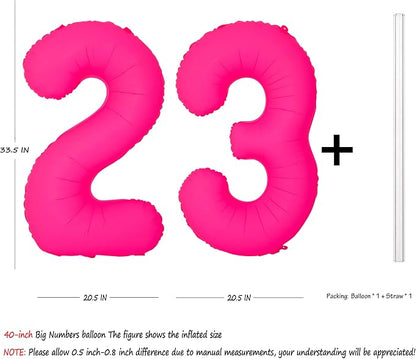 Pink Birthday Number 23 Balloons 40IN Fluorescent Pink 32 Foil Balloon | - Image 2