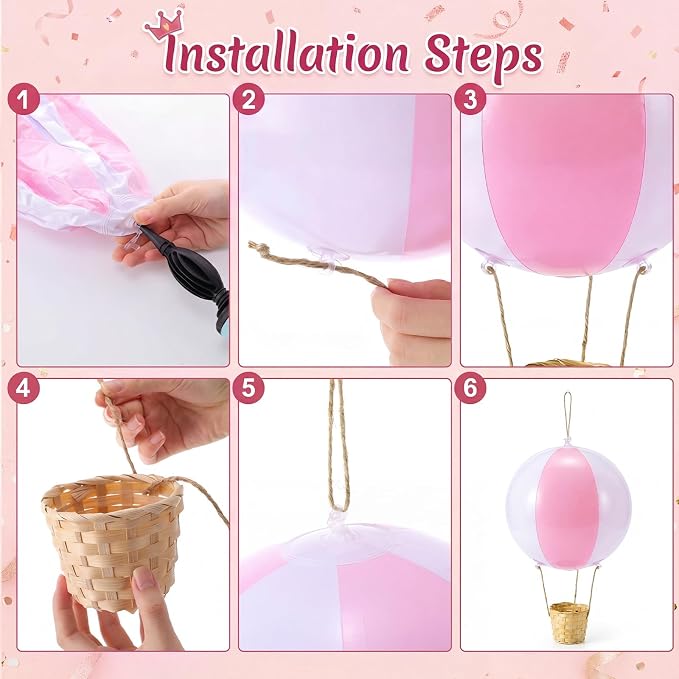 12 Sets Hanging Hot Air Balloon Decoration from Ceiling 12 Inch PVC Lanterns - Image 3