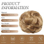 Large Messy Bun Hair Piece Curly Synthetic Extensions Scrunchies Fake Chignon Updo Hairpieces for Women Blonde