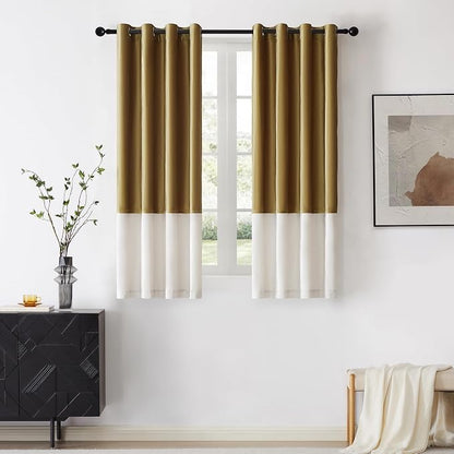 BULBUL Luxury Ivory Gold Curtains 63 inches by ModernShinyVelvetCurtains